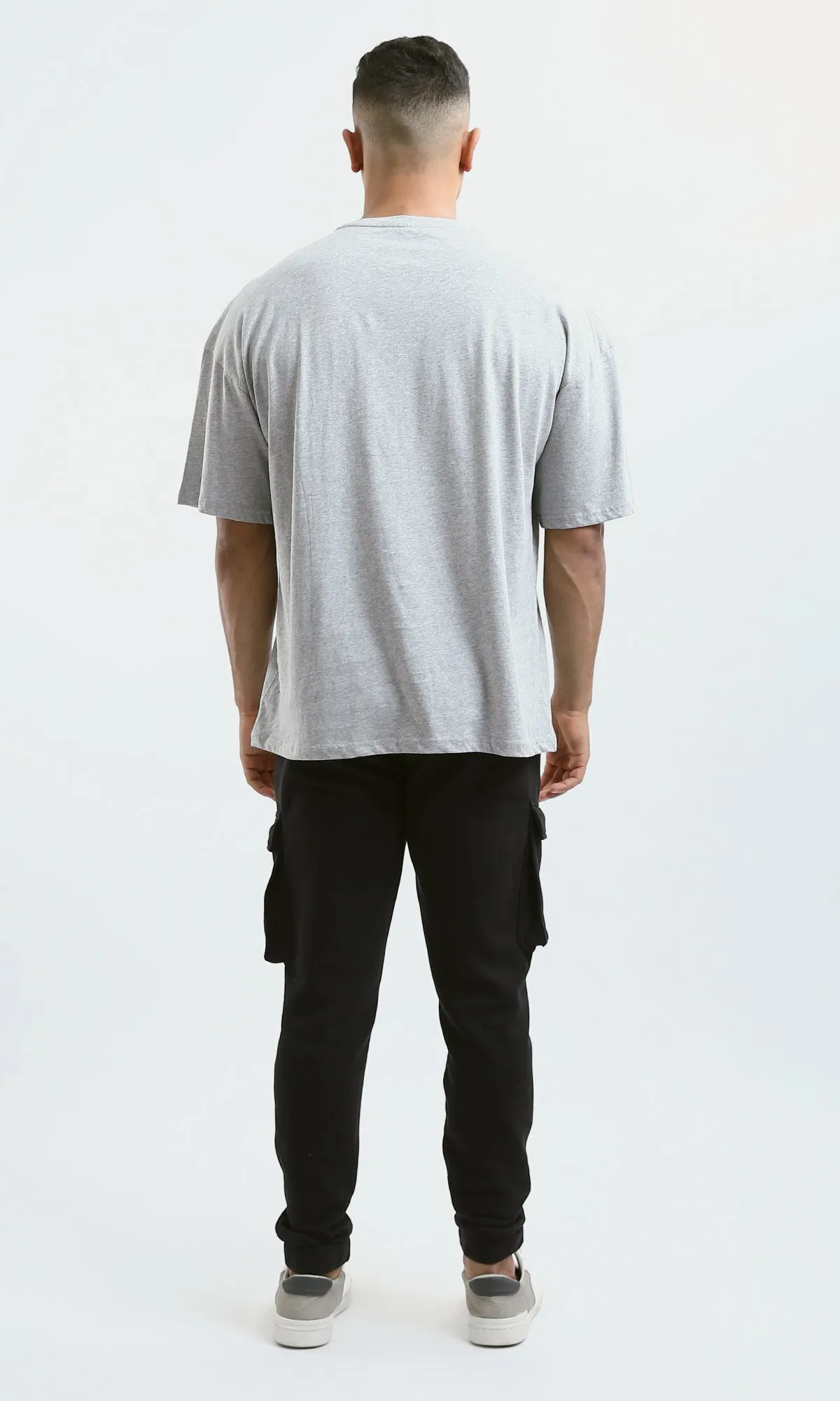O182913 Slip On Round Neck Heather Grey Printed Tee