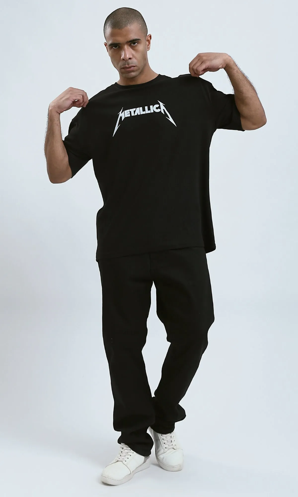 O191638 - 'Metallica'' Black Printed Short Sleeves Tee