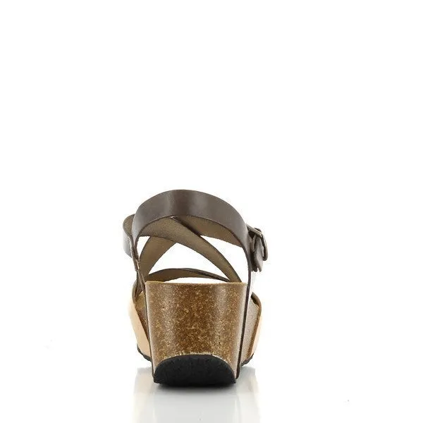 Plakton 275311 Grey & Tan Cross-Strap Slingback Wedges
