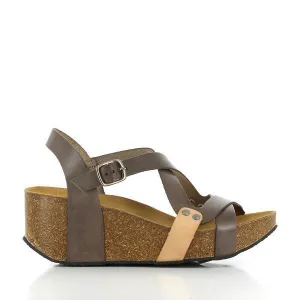 Plakton 275311 Grey & Tan Cross-Strap Slingback Wedges