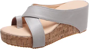 Sandals for Women Dress Beach Solid Breathable Sandals Wedges Shoes Color Slip-On Toe Casual Open Bridal Shoes Rose
