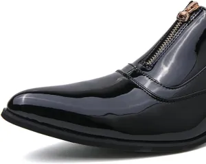 Santimon Mens Multilcolor Luxury Designer Dress Shoes Patent Leather Slip-On Formal Shoes for Business, Weddings, Ballroom Black Dance Shoe Blue, Gold, Red, Silver