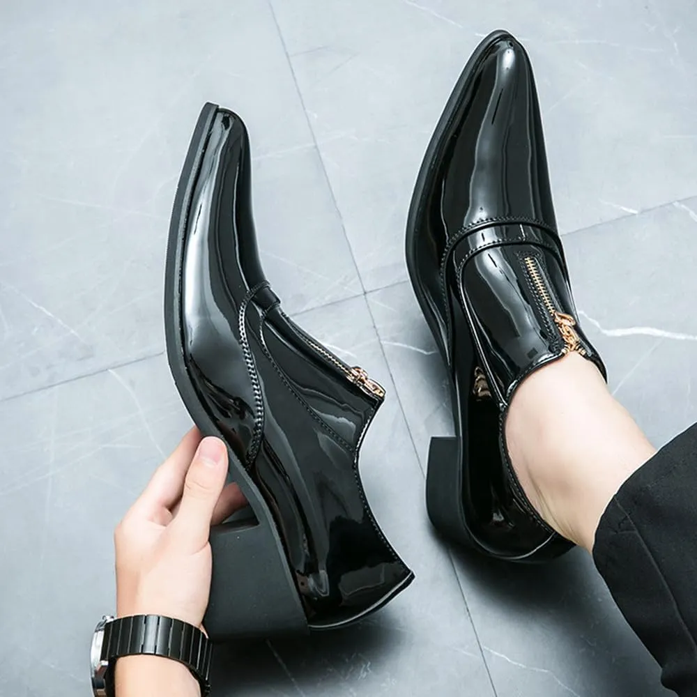 Santimon Mens Multilcolor Luxury Designer Dress Shoes Patent Leather Slip-On Formal Shoes for Business, Weddings, Ballroom Black Dance Shoe Blue, Gold, Red, Silver