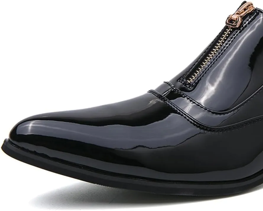 Santimon Mens Multilcolor Luxury Designer Dress Shoes Patent Leather Slip-On Formal Shoes for Business, Weddings, Ballroom Black Dance Shoe Blue, Gold, Red, Silver