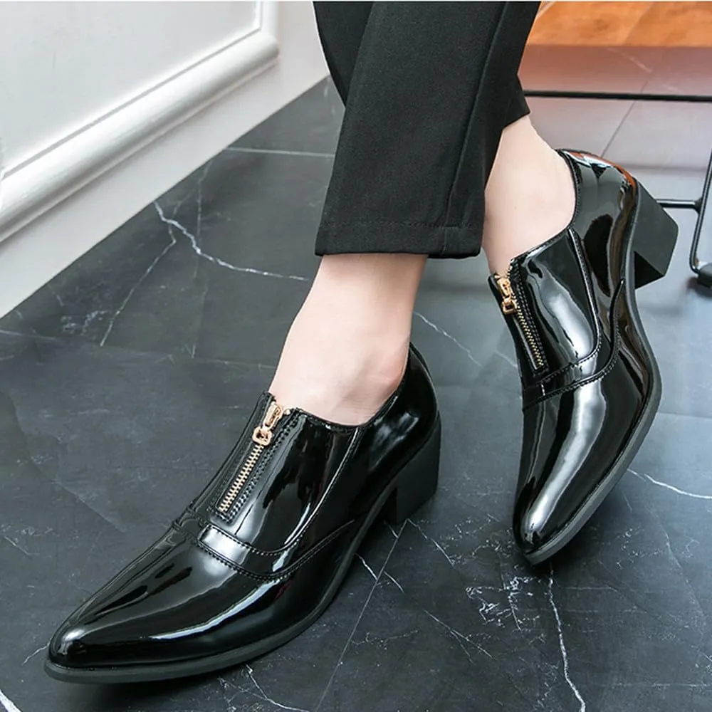 Santimon Mens Multilcolor Luxury Designer Dress Shoes Patent Leather Slip-On Formal Shoes for Business, Weddings, Ballroom Black Dance Shoe Blue, Gold, Red, Silver