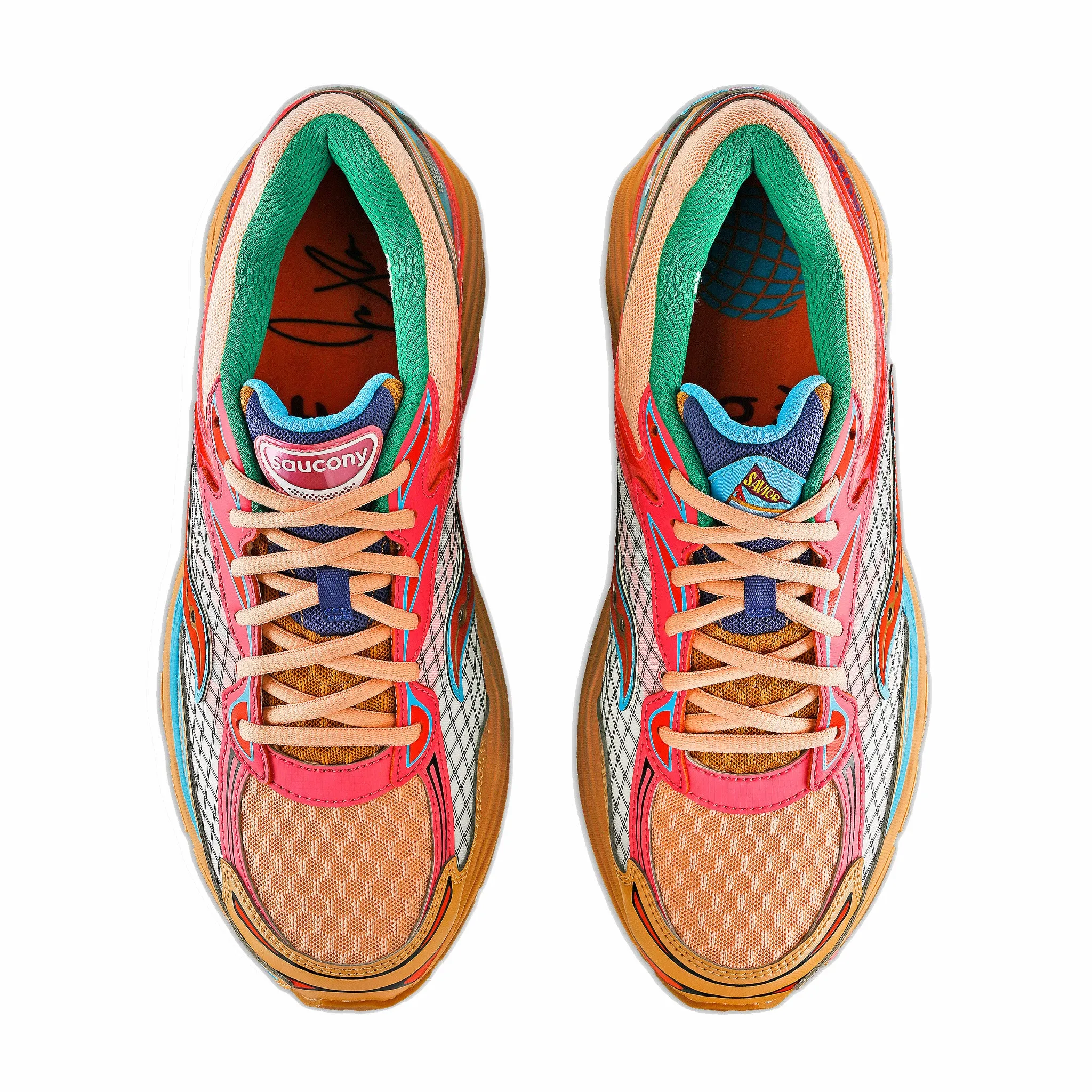 Saucony x Jae Tips ProGrid Omni 9 To-Do List Sneakers in Tan/Pink