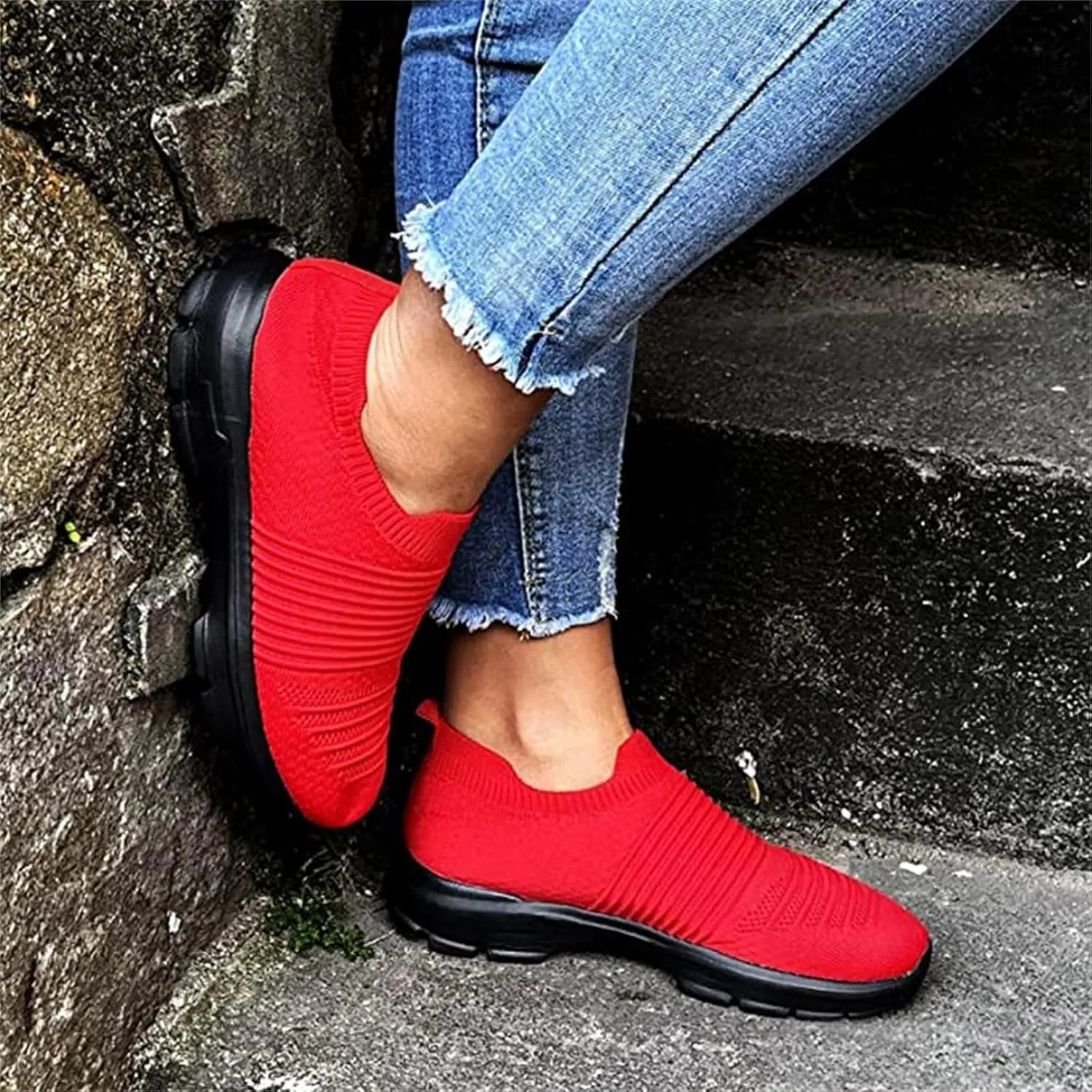 Shoes For Women Sneakers Trendy Walking Shoes Comfort Light Weight Mesh Casual Athletic Gym Tennis Running Slip On Sneakers