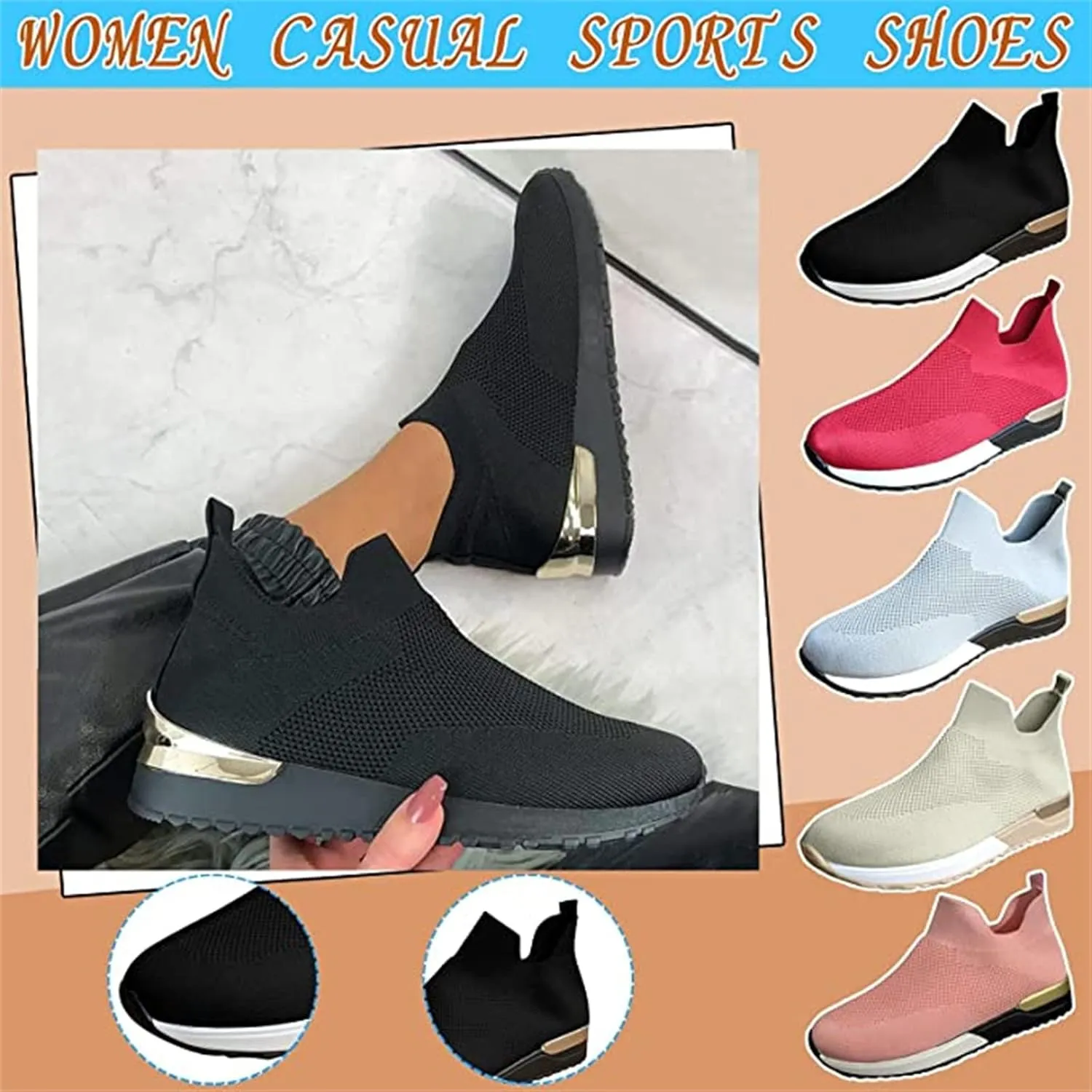 Shoes For Women Trendy Sneakers Slip On Running Walking Lightweight Gym Workout Tennis Shoes Breathable Fashion Sneakers