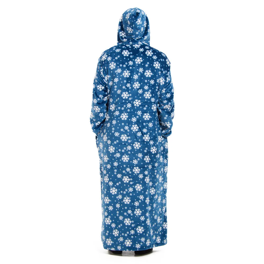 Snuggs Monk Wearable Blanket Snowflakes Petroleum