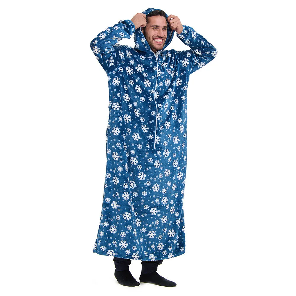 Snuggs Monk Wearable Blanket Snowflakes Petroleum