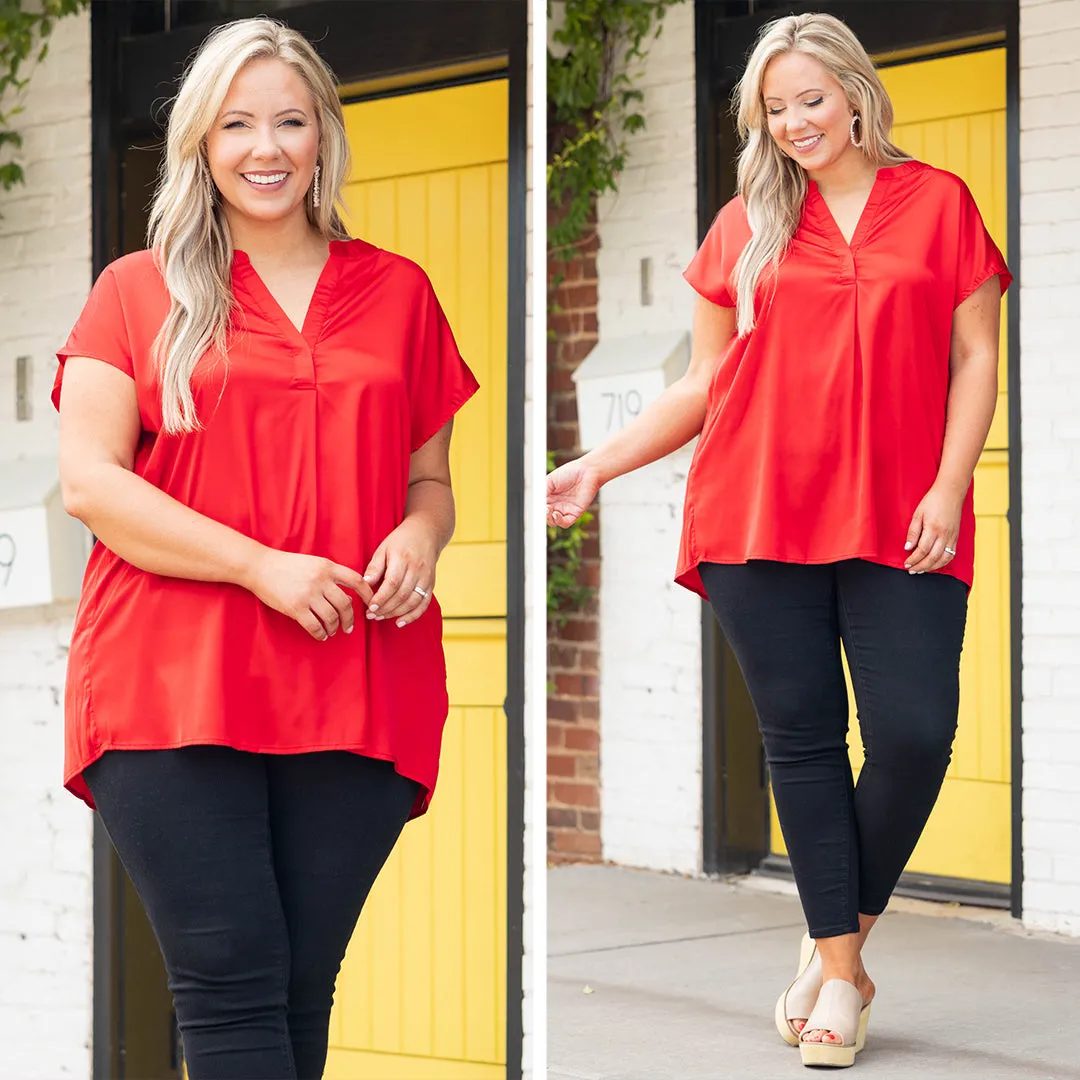 Straight Stunner Top, Tomato Red