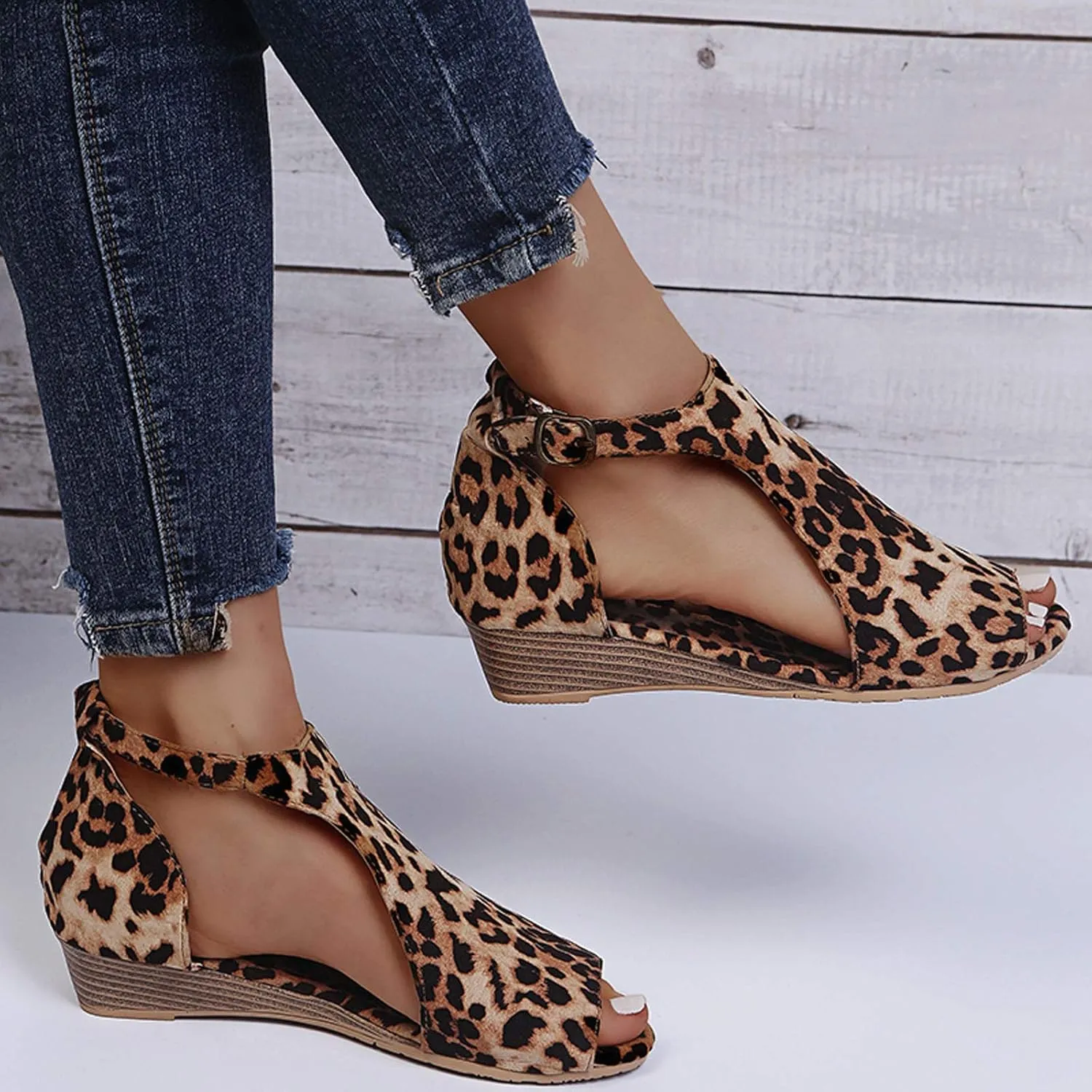 Summer Sandals Shoes Beach Toe Women Wedges Open Buckle Roman Breathable Strap Women's sandals Dress Shoes