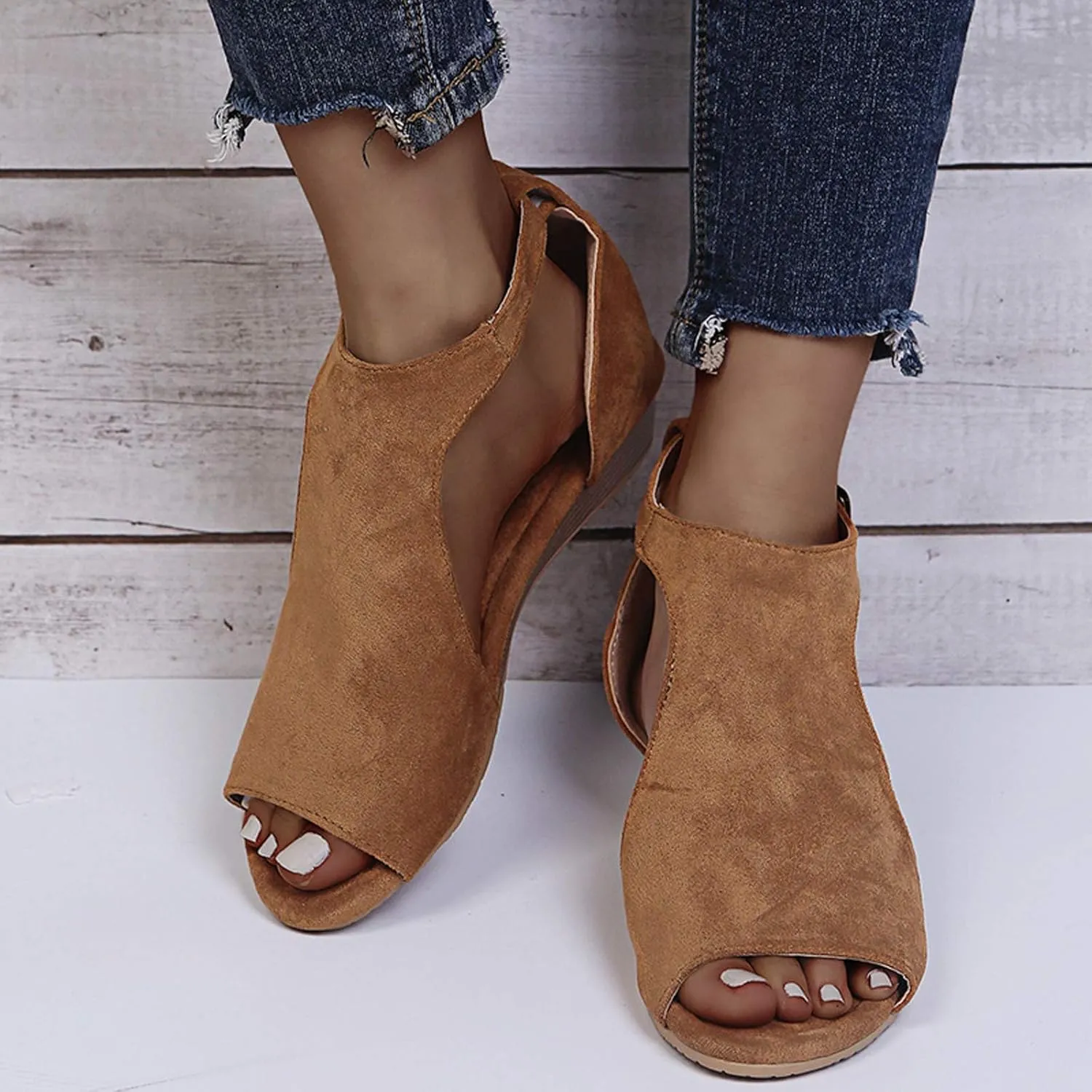 Summer Sandals Shoes Beach Toe Women Wedges Open Buckle Roman Breathable Strap Women's sandals Dress Shoes