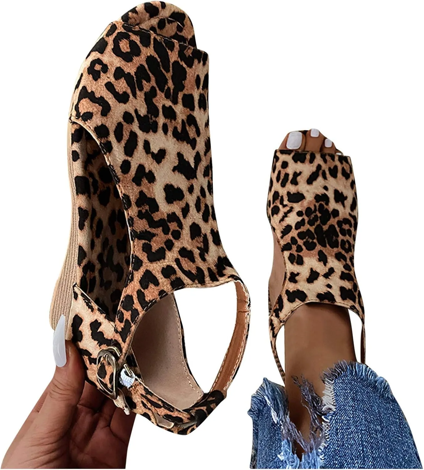 Summer Sandals Shoes Beach Toe Women Wedges Open Buckle Roman Breathable Strap Women's sandals Dress Shoes