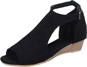 Summer Sandals Shoes Beach Toe Women Wedges Open Buckle Roman Breathable Strap Women's sandals Dress Shoes