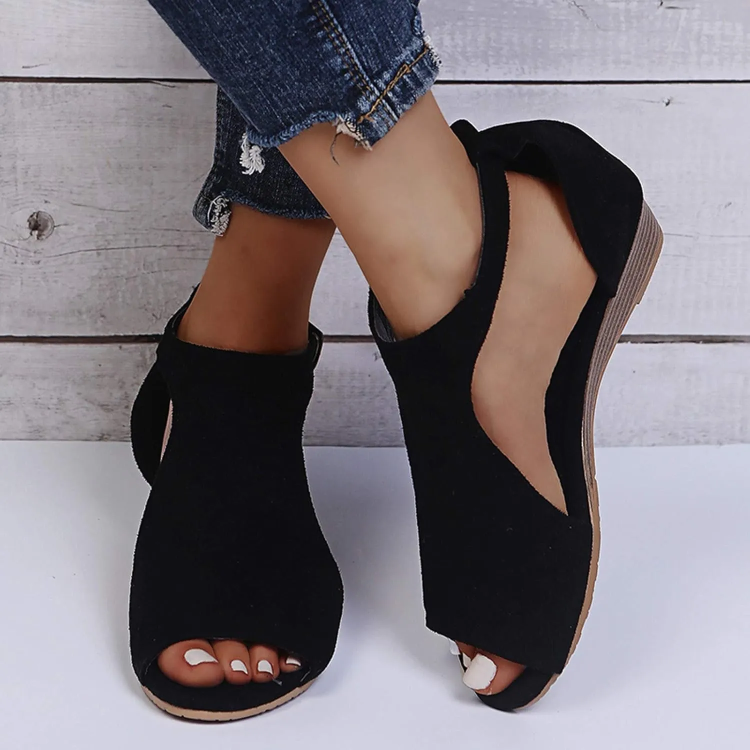 Summer Sandals Shoes Beach Toe Women Wedges Open Buckle Roman Breathable Strap Women's sandals Dress Shoes