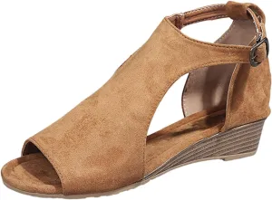 Summer Sandals Shoes Beach Toe Women Wedges Open Buckle Roman Breathable Strap Women's sandals Dress Shoes