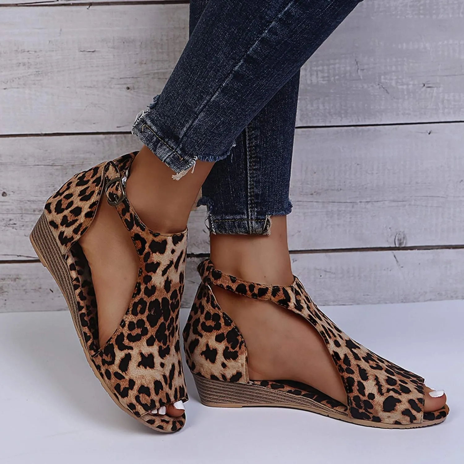 Summer Sandals Shoes Beach Toe Women Wedges Open Buckle Roman Breathable Strap Women's sandals Dress Shoes