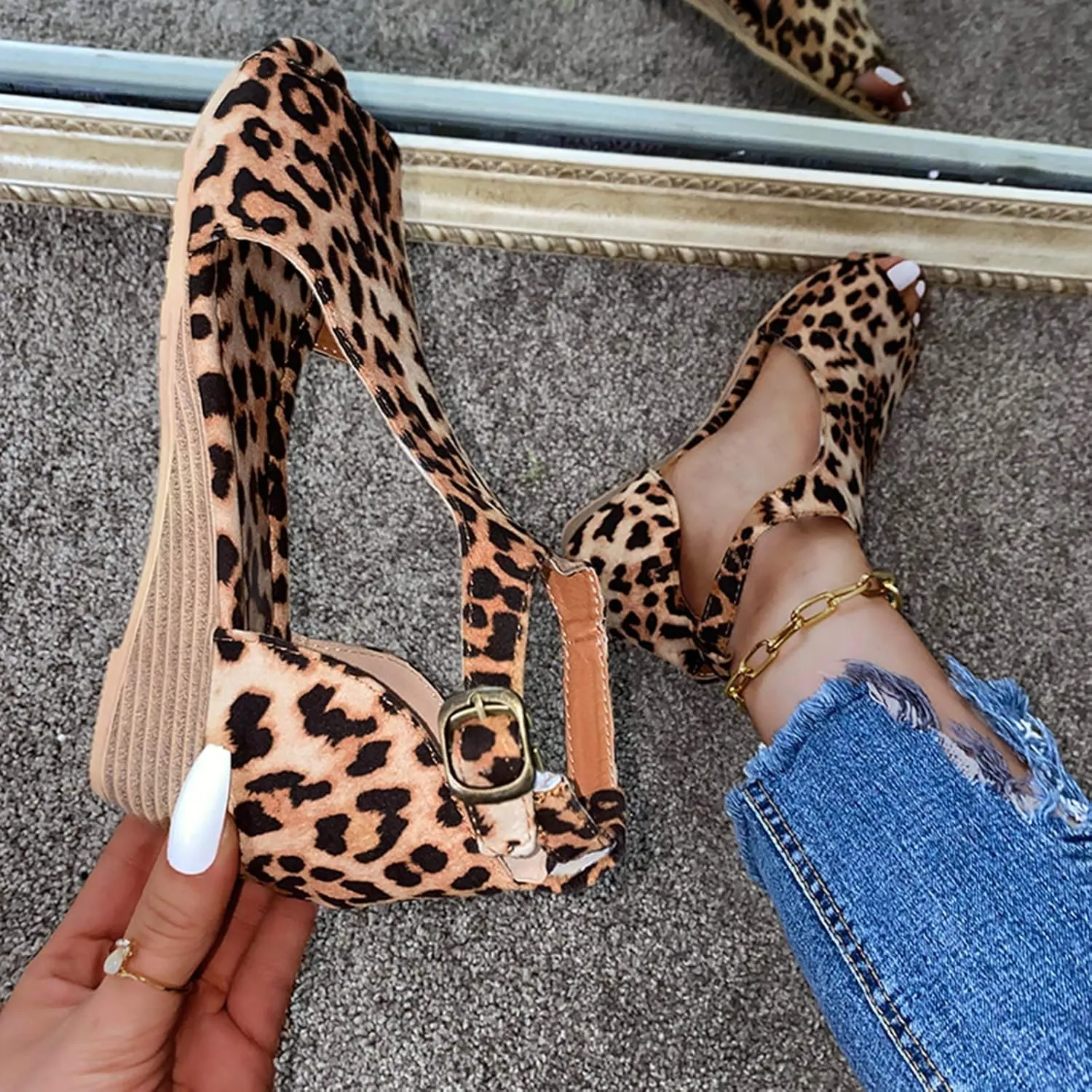 Summer Sandals Shoes Beach Toe Women Wedges Open Buckle Roman Breathable Strap Women's sandals Dress Shoes