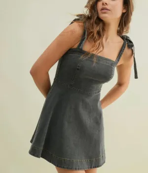 The Jemma Dress: Denim Bow Strap Dress