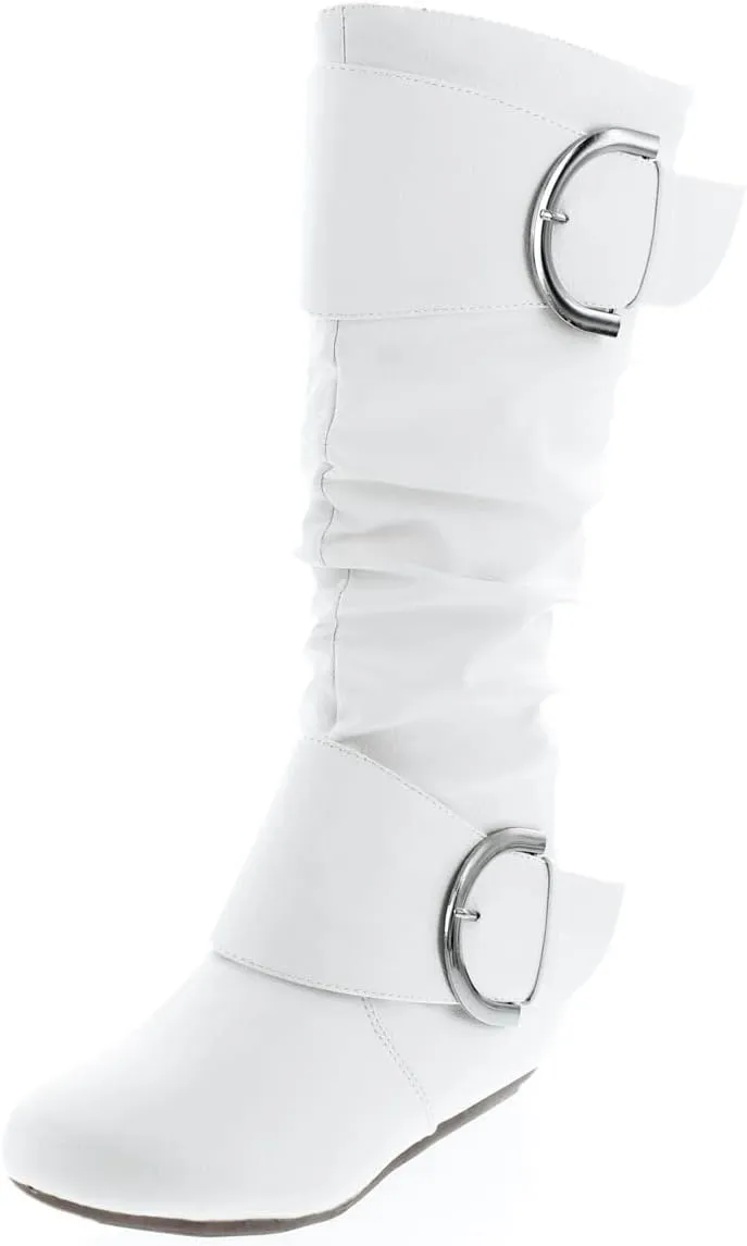 TOP Moda Bank-81 Women's Fashion Round Toe Flat Heel Zipper Buckle Slouchy Mi.