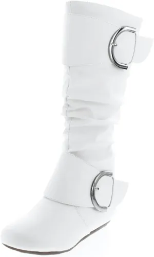 TOP Moda Bank-81 Women's Fashion Round Toe Flat Heel Zipper Buckle Slouchy Mi.