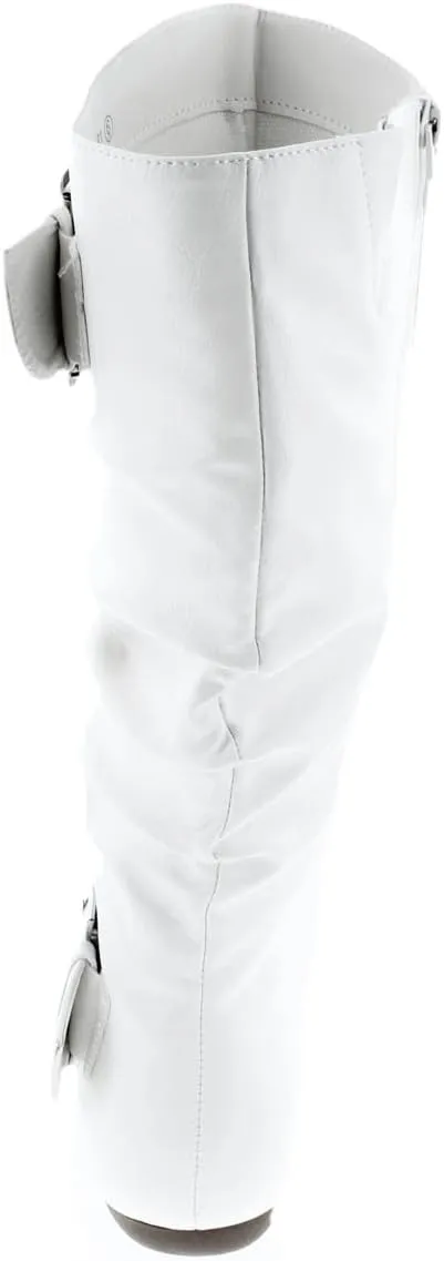 TOP Moda Bank-81 Women's Fashion Round Toe Flat Heel Zipper Buckle Slouchy Mi.