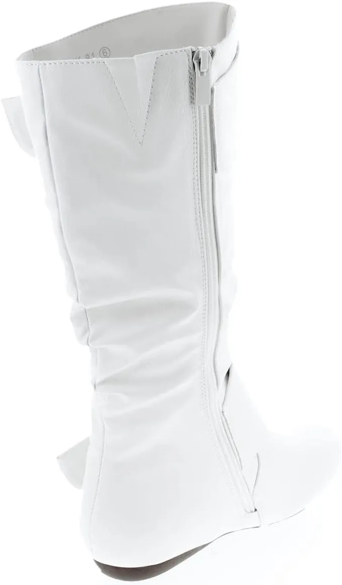 TOP Moda Bank-81 Women's Fashion Round Toe Flat Heel Zipper Buckle Slouchy Mi.