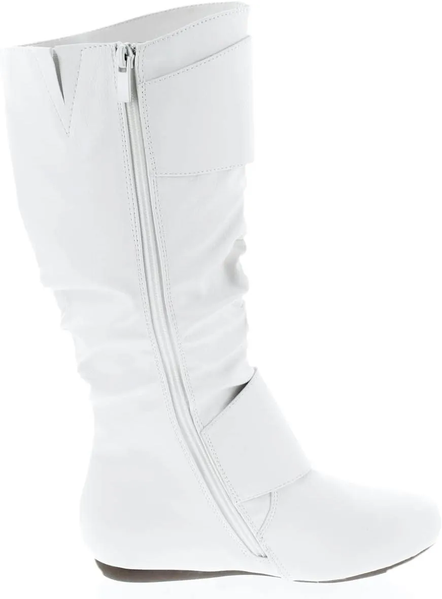 TOP Moda Bank-81 Women's Fashion Round Toe Flat Heel Zipper Buckle Slouchy Mi.