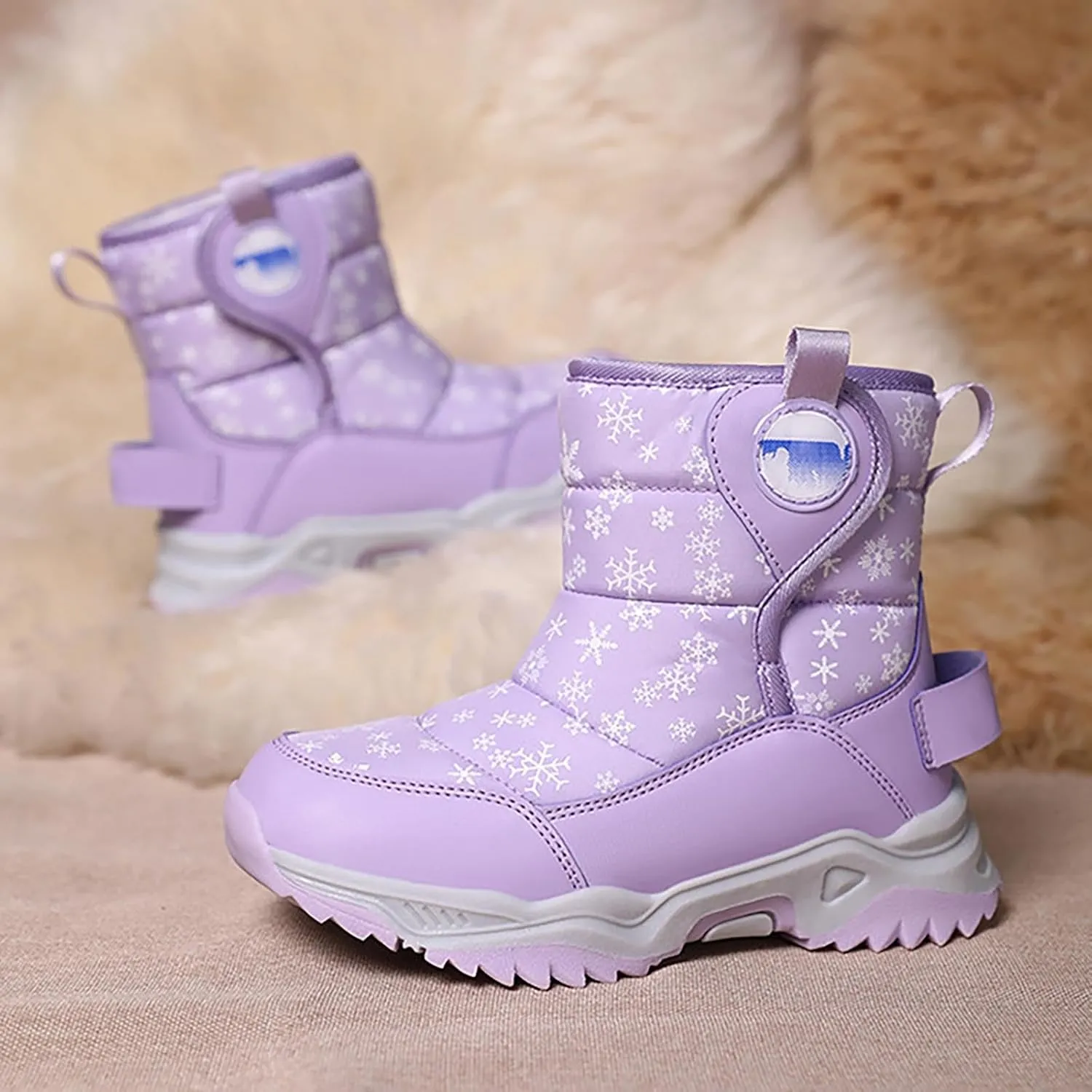 Unisex Boys Girls High-Top Snow Boots Kids Winter Warm Faux  Lined Outdoor Sport Shoes Non Slip Kids Holly Boots