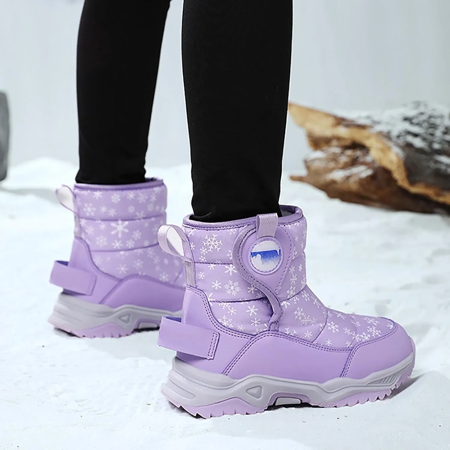 Unisex Boys Girls High-Top Snow Boots Kids Winter Warm Faux  Lined Outdoor Sport Shoes Non Slip Kids Holly Boots