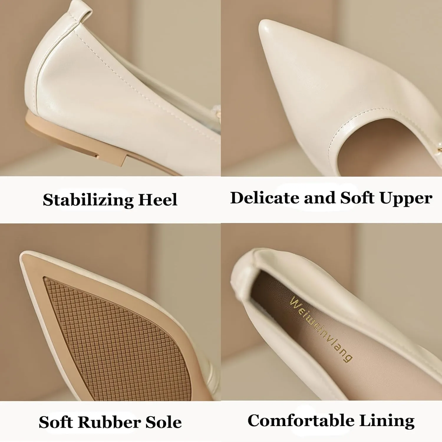 Women's Leather Mary Jane Flats Shoes with Pearl Strap Fashion Closed Pointed Toe Shallow Mouth Slip On Soft Sole Bridal Shoes Luxury Business Wedding Dress Shoes
