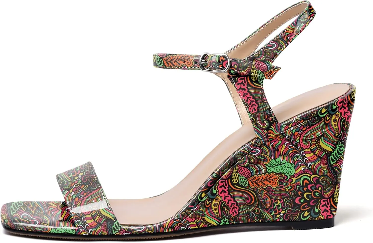 Zamikoo Women's Open Toe sandals 3.5'' Wedge heels Square Toe Slingback Pumps Fashion Dress Shoes Size 5- Size 13