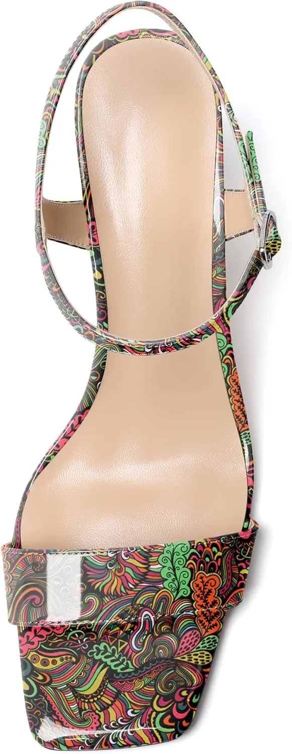 Zamikoo Women's Open Toe sandals 3.5'' Wedge heels Square Toe Slingback Pumps Fashion Dress Shoes Size 5- Size 13