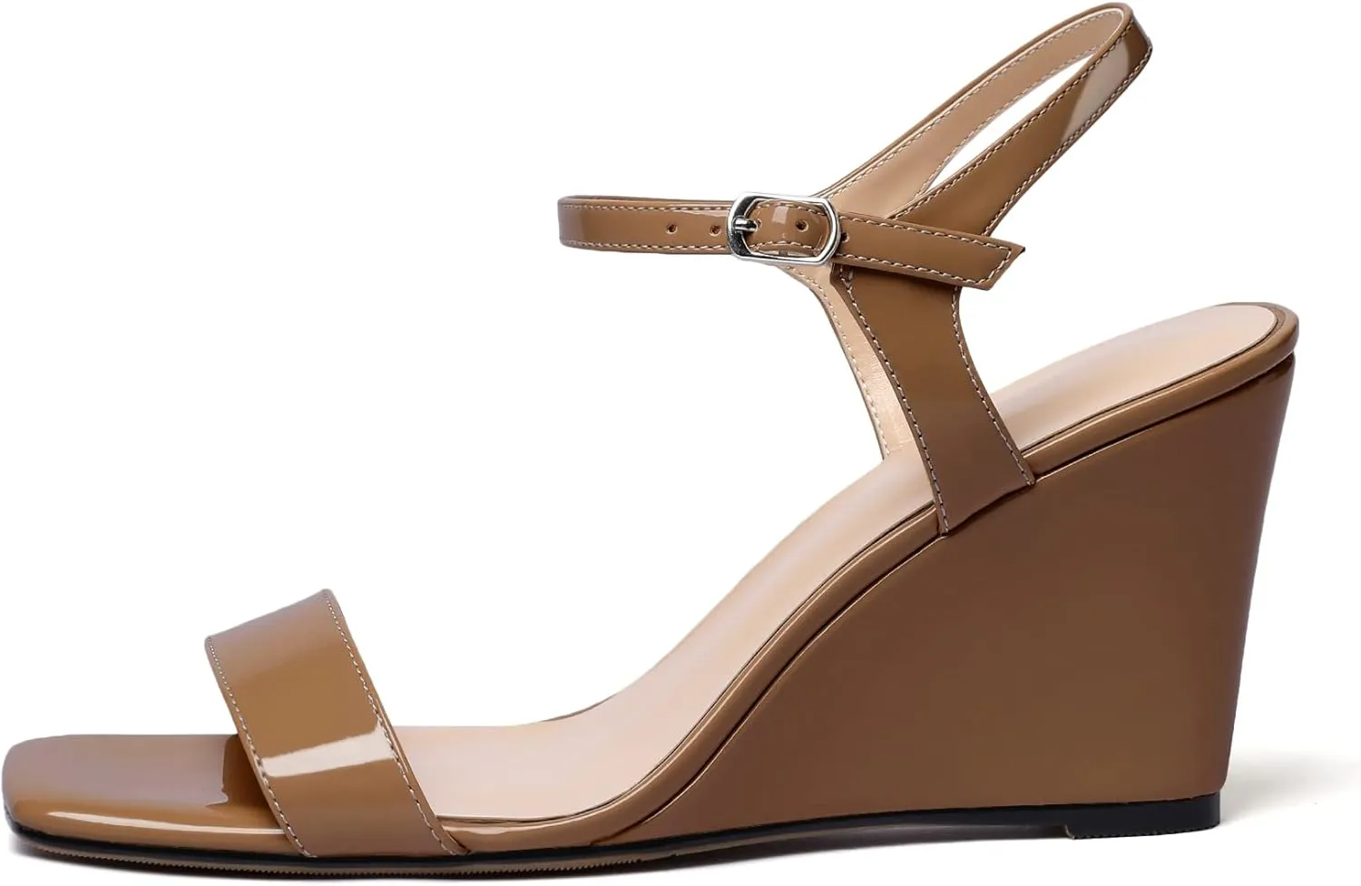 Zamikoo Women's Open Toe sandals 3.5'' Wedge heels Square Toe Slingback Pumps Fashion Dress Shoes Size 5- Size 13