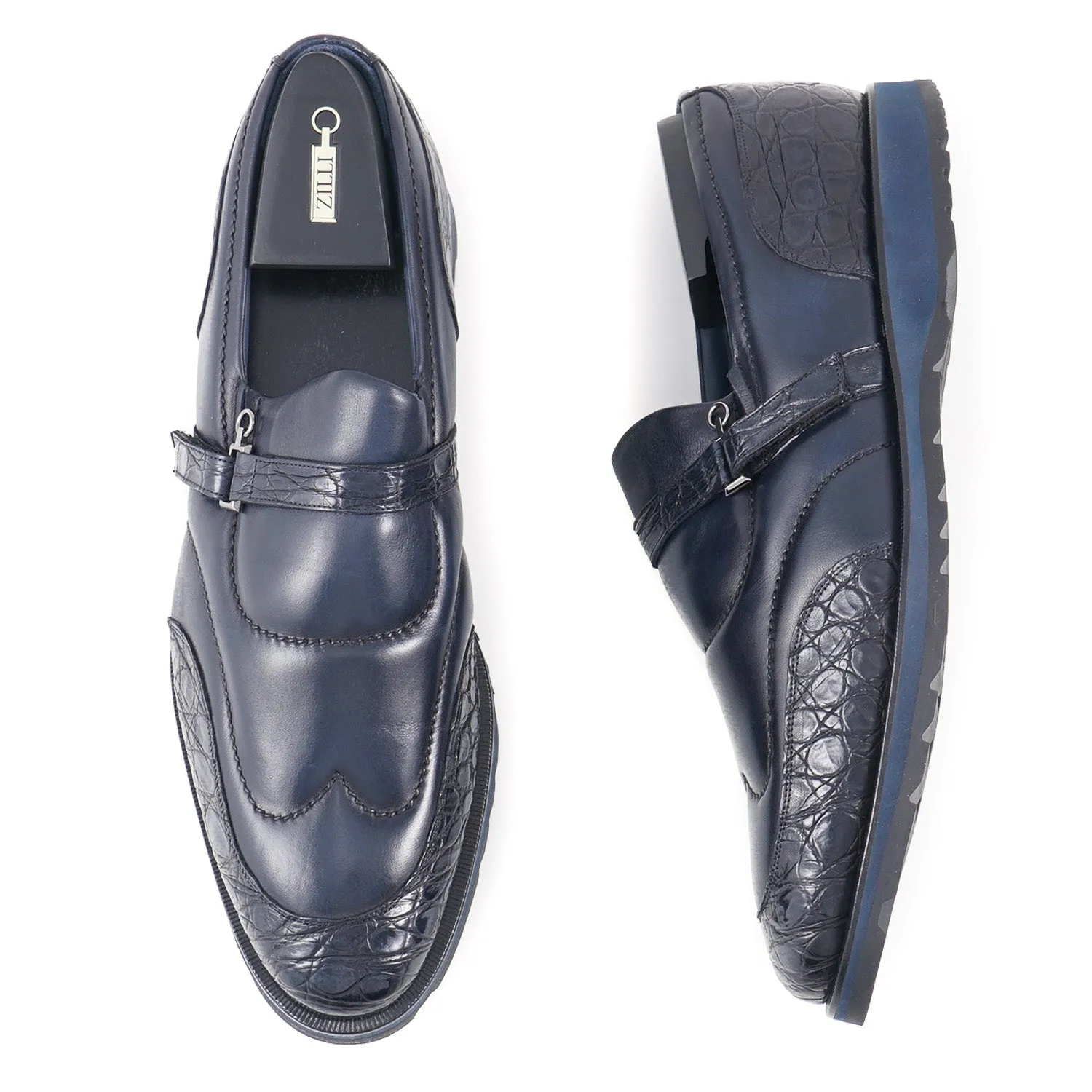 Zilli Crocodile and Calf Monk Strap Loafer