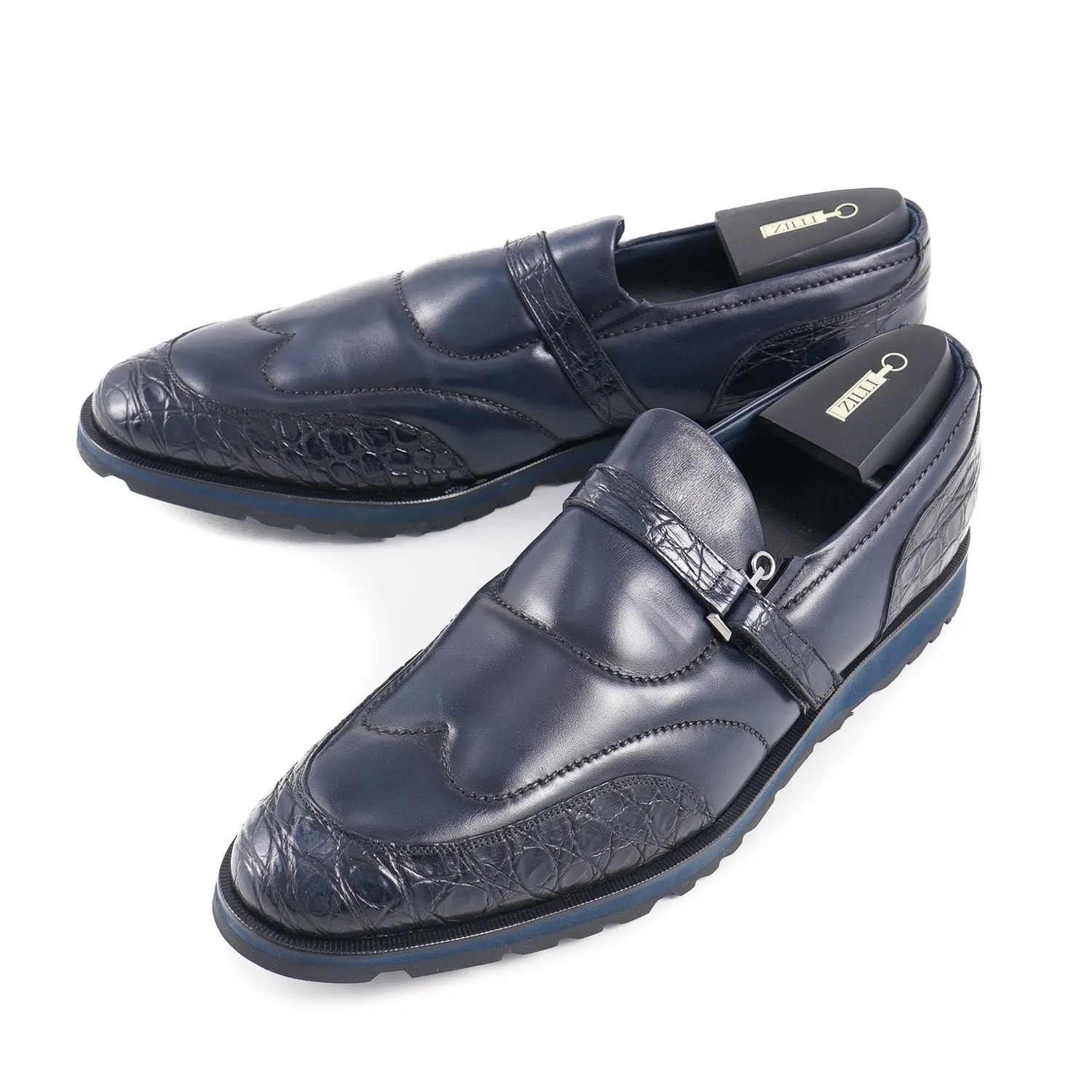 Zilli Crocodile and Calf Monk Strap Loafer