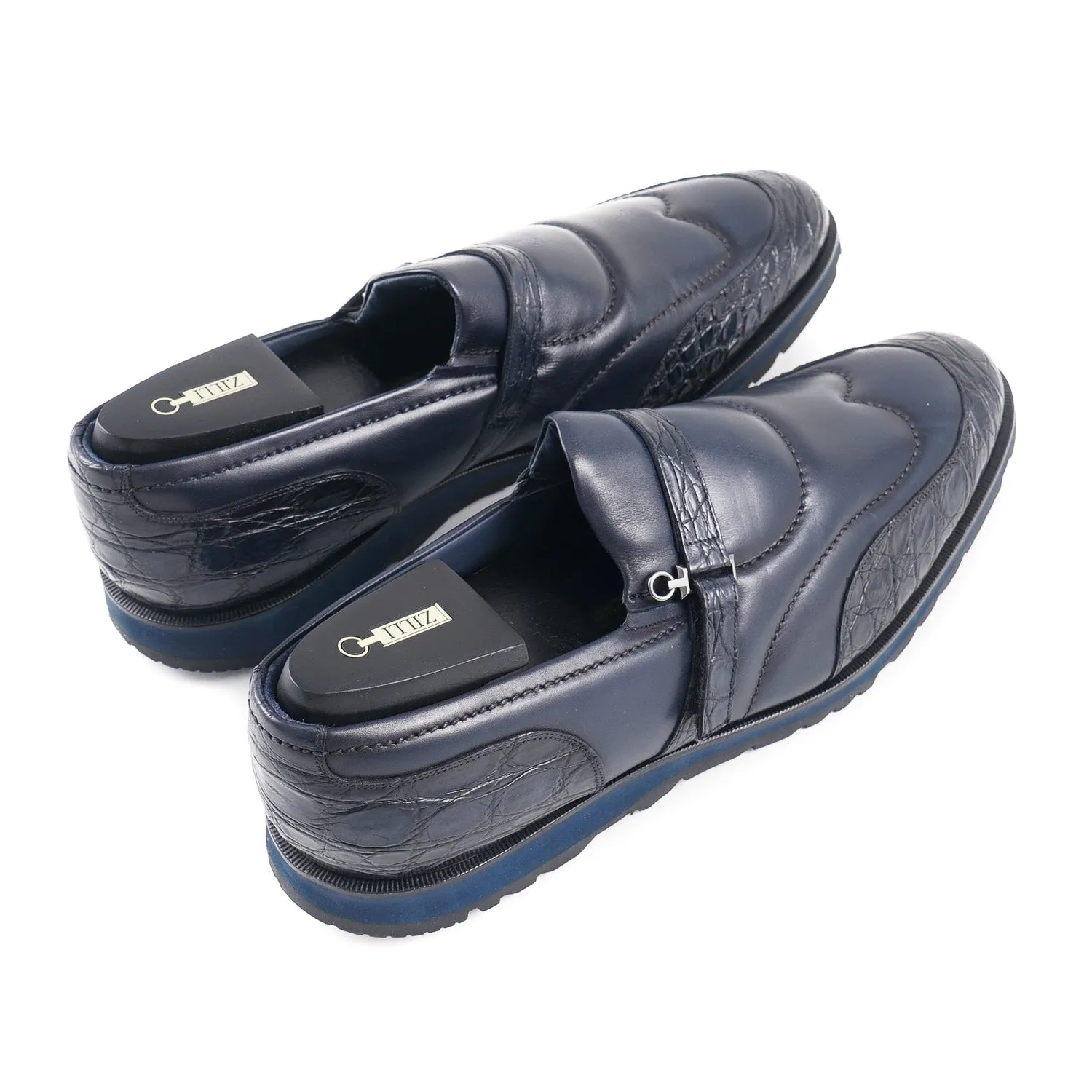 Zilli Crocodile and Calf Monk Strap Loafer