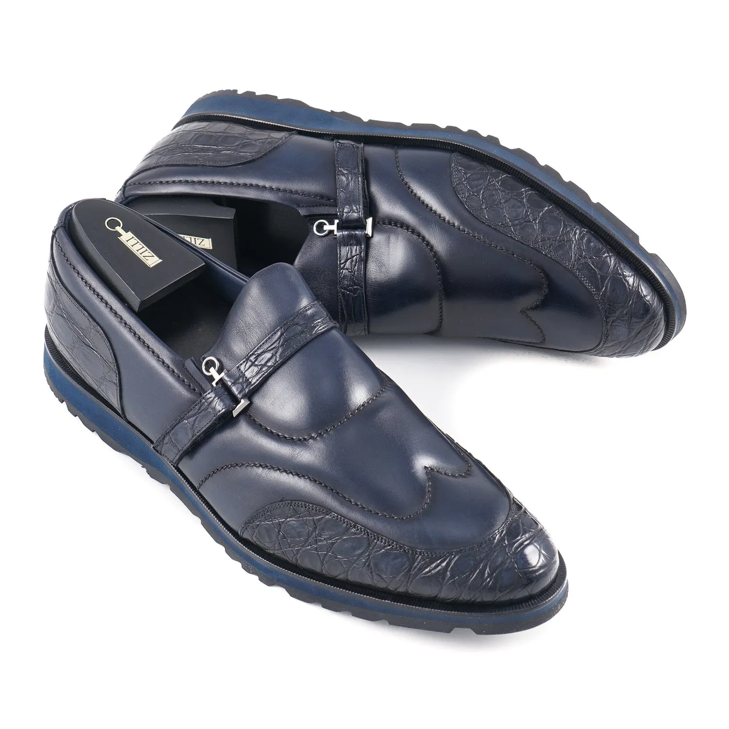 Zilli Crocodile and Calf Monk Strap Loafer